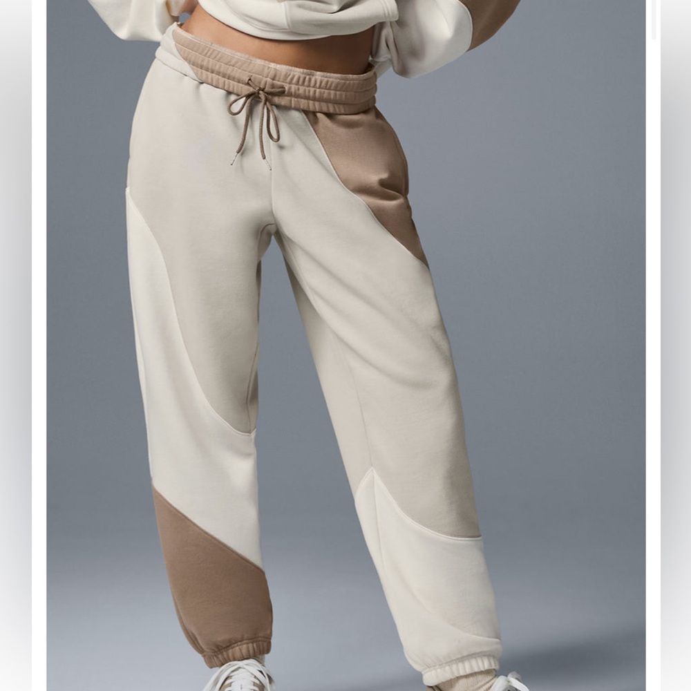 ALO Yoga Cream and Tan Track Pants